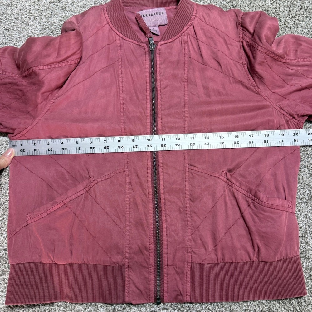 Marrakech Anthropologie Quilted Full Zip Bomber Jacket Pink Women S Lightweight - Picture 10 of 11